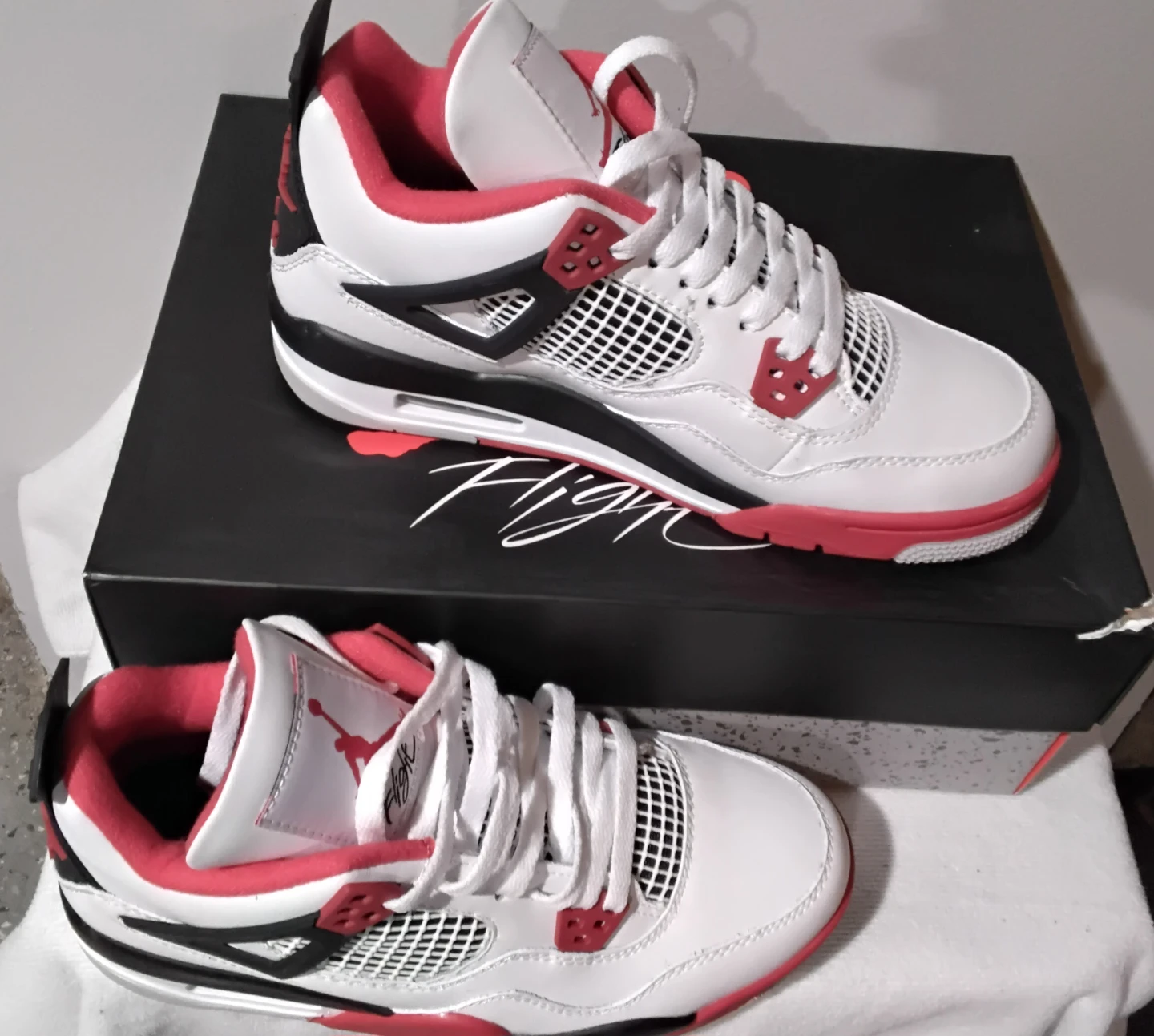 Air Jordan 4 Retro White Red Black Sneakers