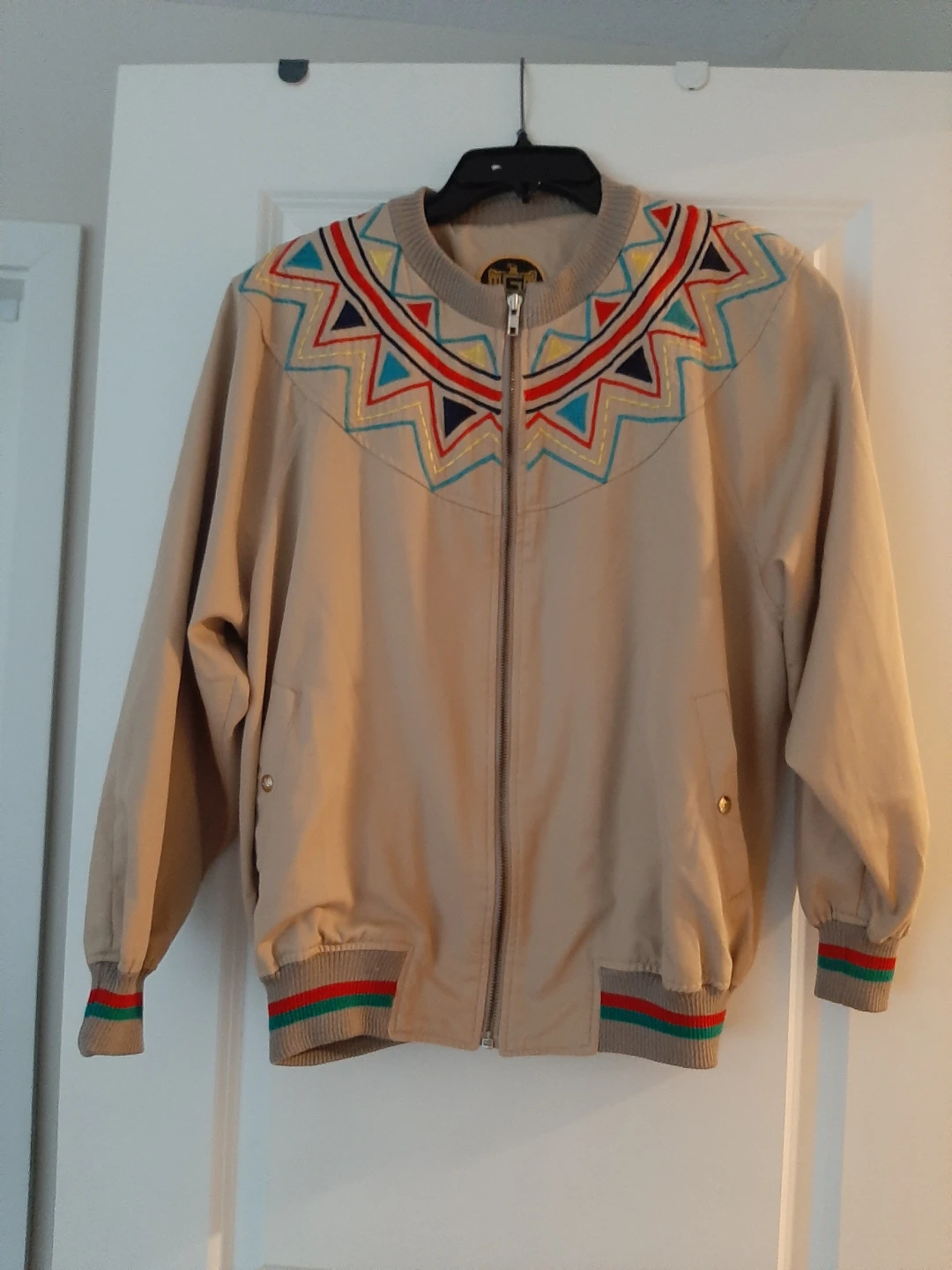 Vintage Bomber Jacket with Embroidered Detail
