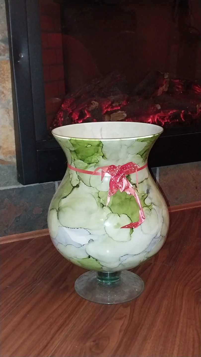 Decorative Glass Vase with Ribbon Accent