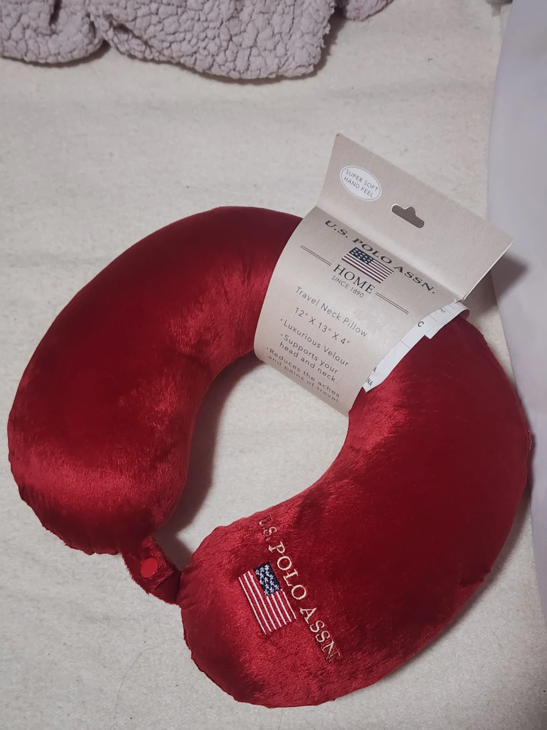 U.S. Polo Assn. Home Red Travel Neck Pillow 12" x 13" x 4" - photo 2