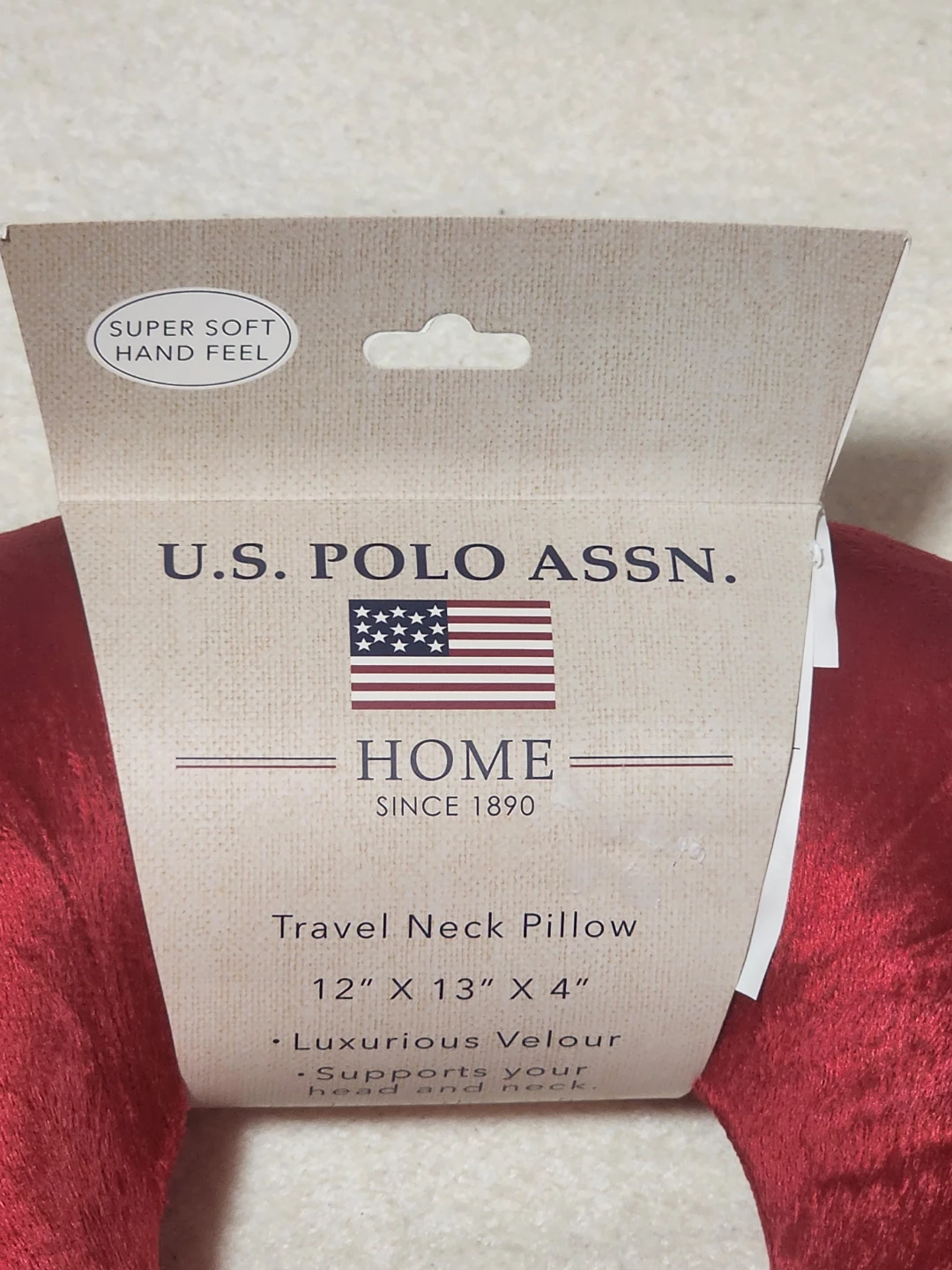 U.S. Polo Assn. Home Red Travel Neck Pillow 12" x 13" x 4" - photo 3