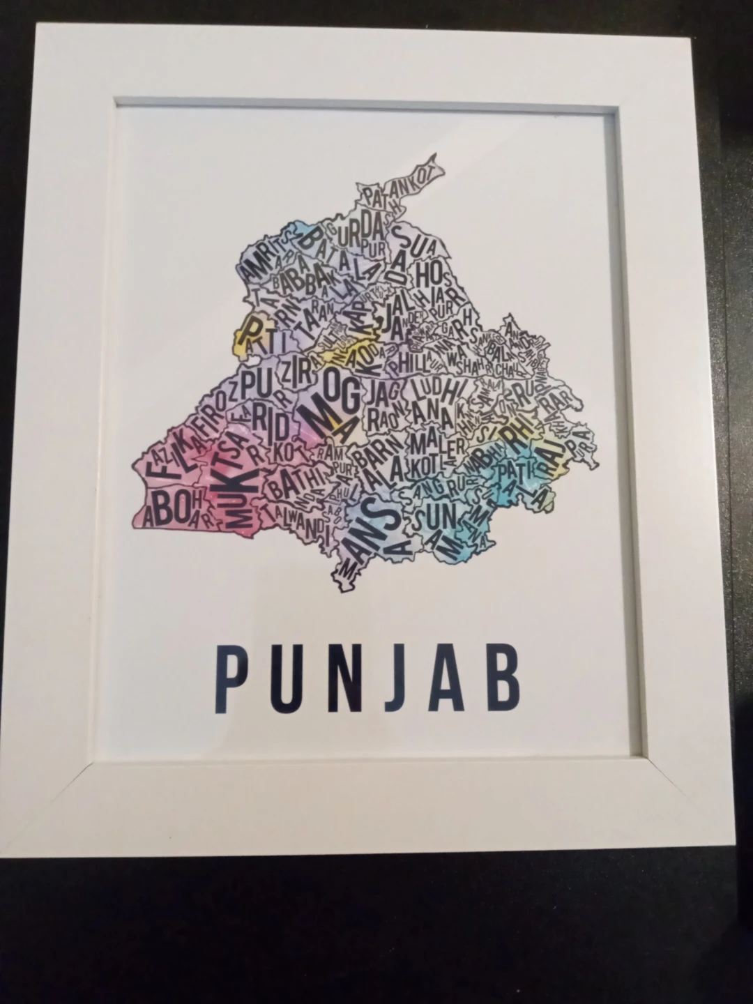 Framed "Punjab" Art Map