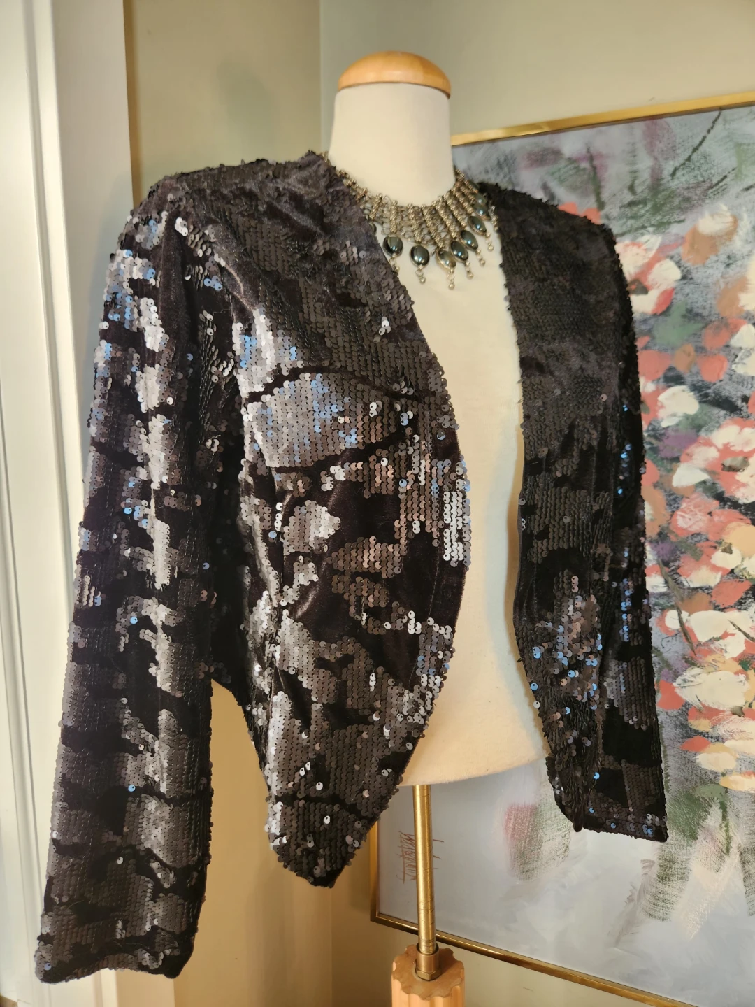 NEW WITH TAGS Sequin Velvet Cropped Jacket