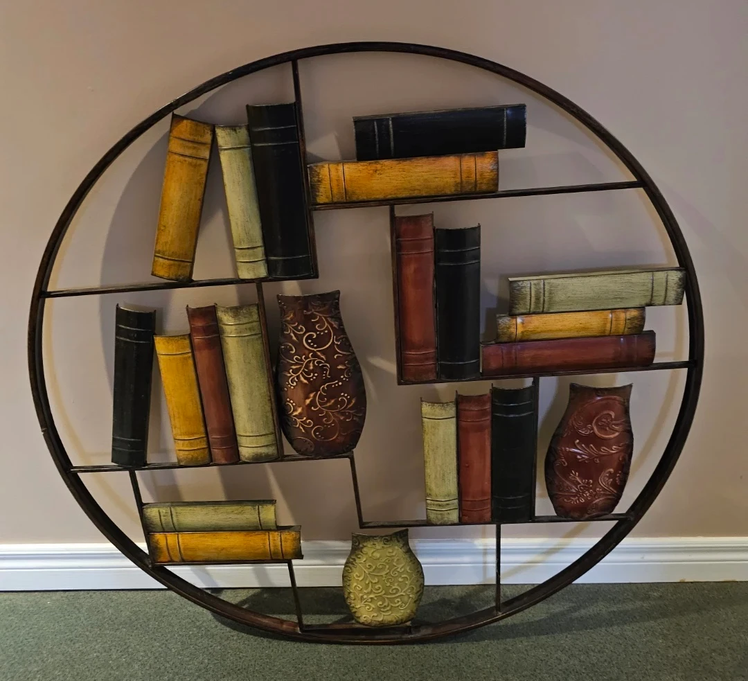 Large Round Metal Book Den or Library Decor