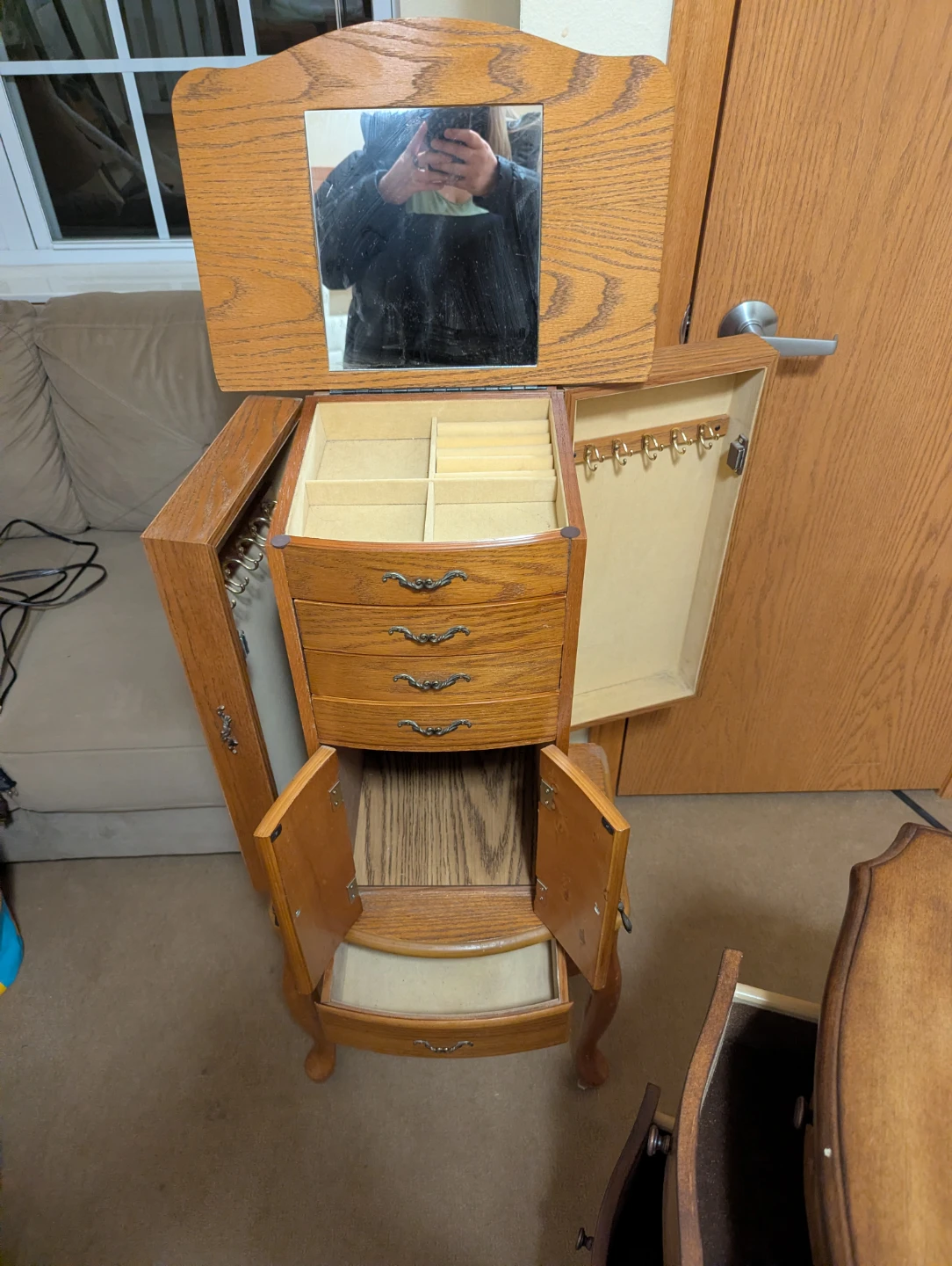 Wooden Jewelry Armoire with Mirror - photo 2