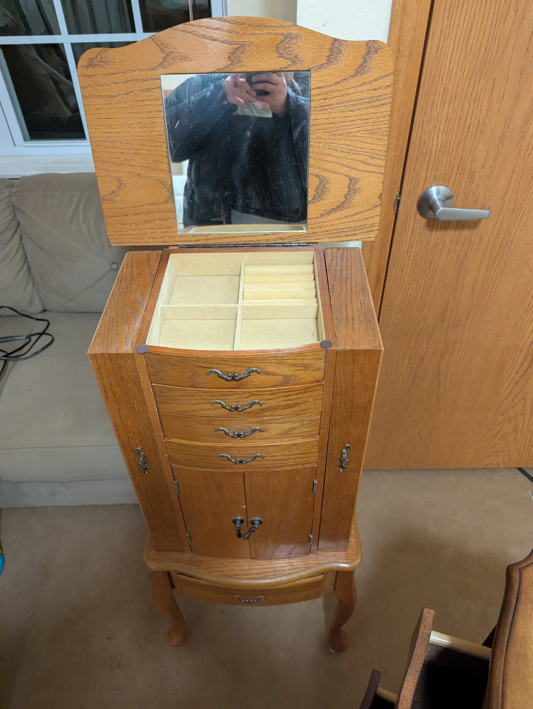 Wooden Jewelry Armoire with Mirror - photo 3