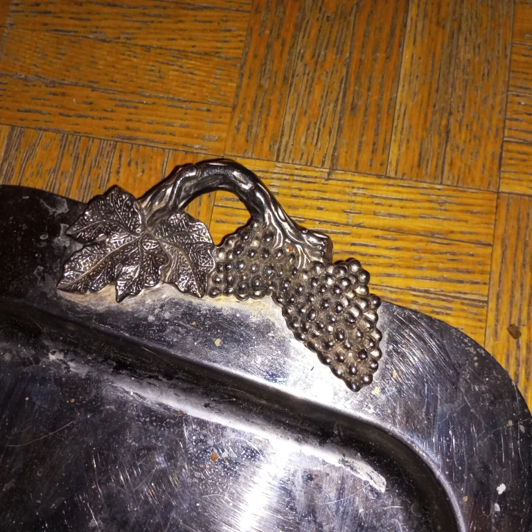 Vintage Antique Serving Tray with Grape Handles - photo 3