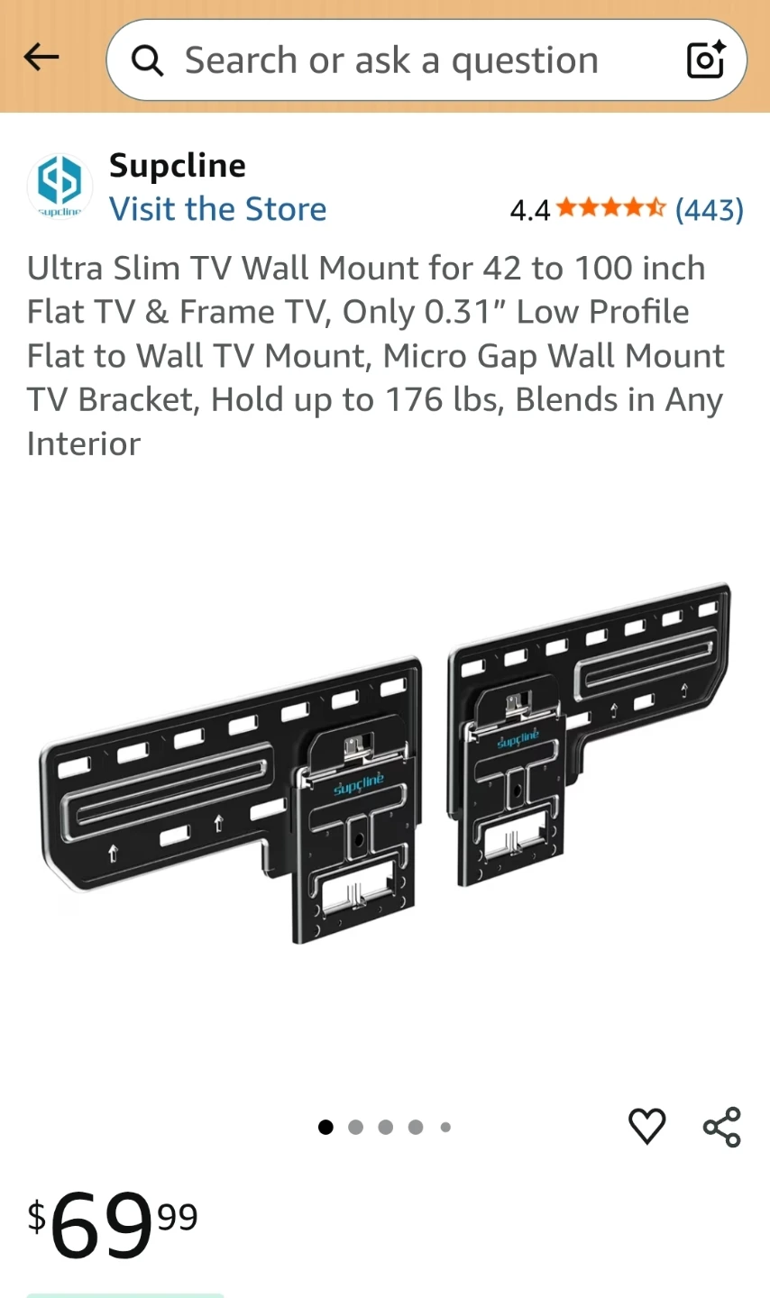 Supcline Ultra Slim TV Wall Mount for 42"-100" TVs