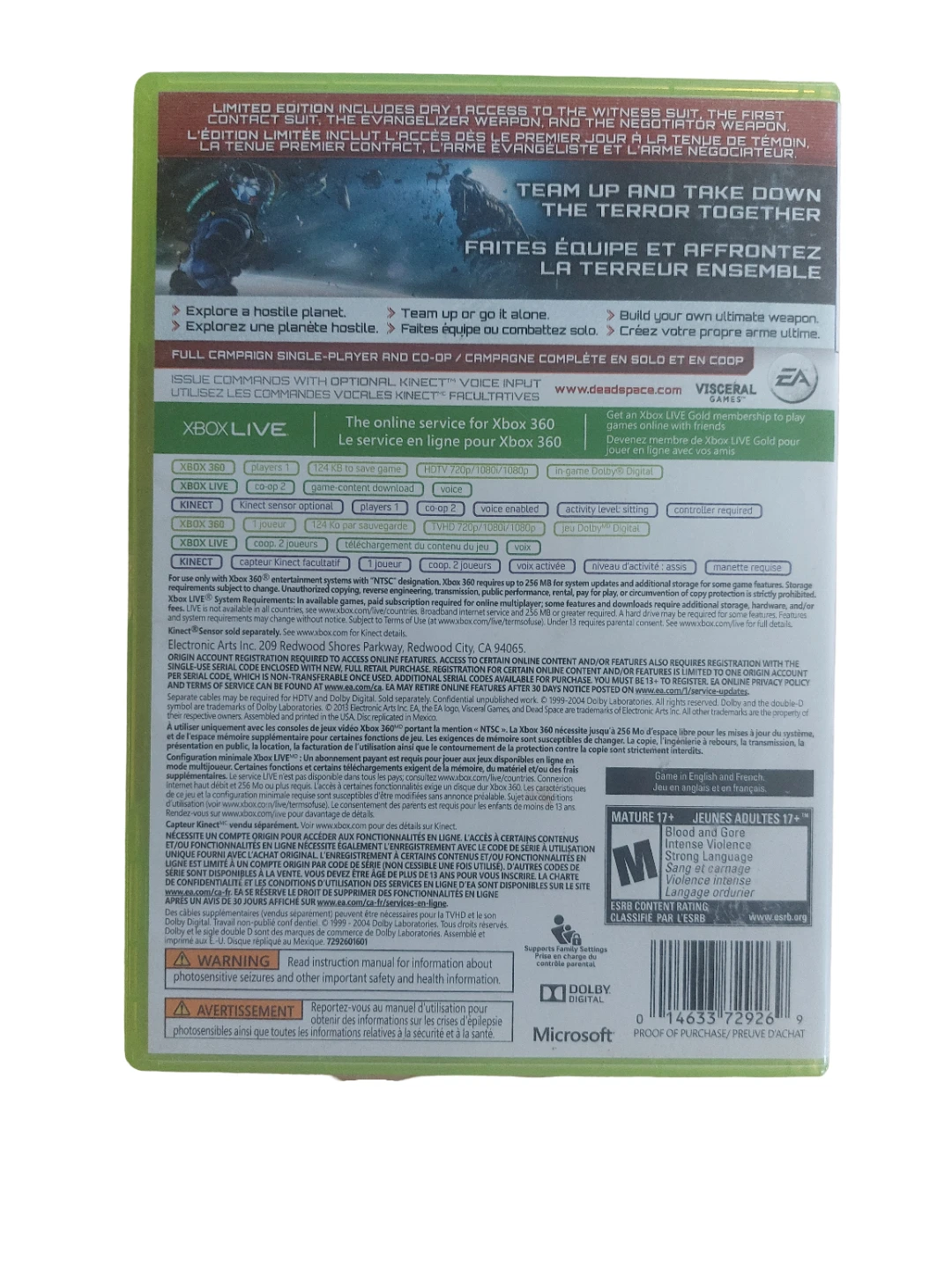 Dead Space 3 Limited Edition Xbox 360 Video Game - photo 2