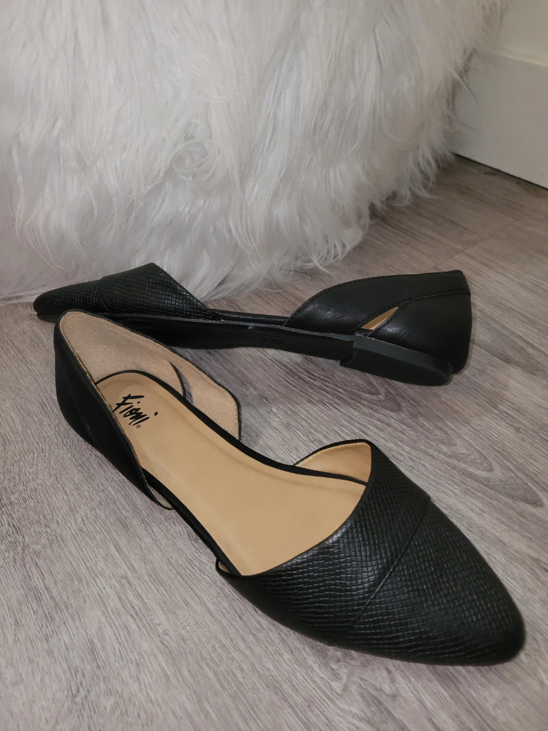 Black D'Orsay Pointed Flats - Size 9 - photo 2