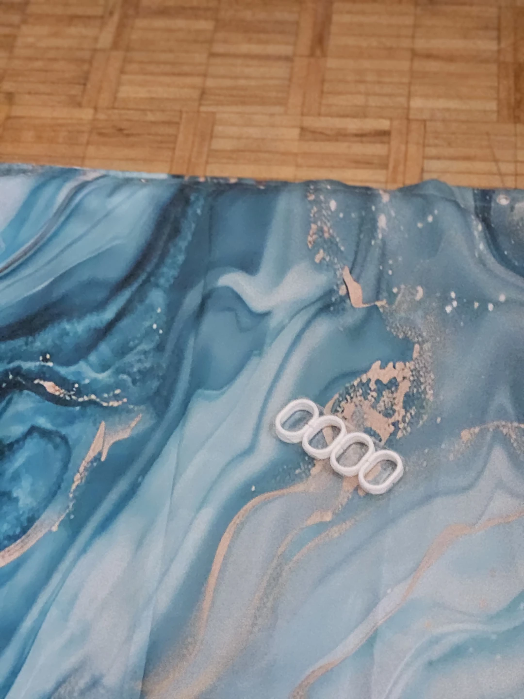 Blue Marble Shower Curtain with Rings