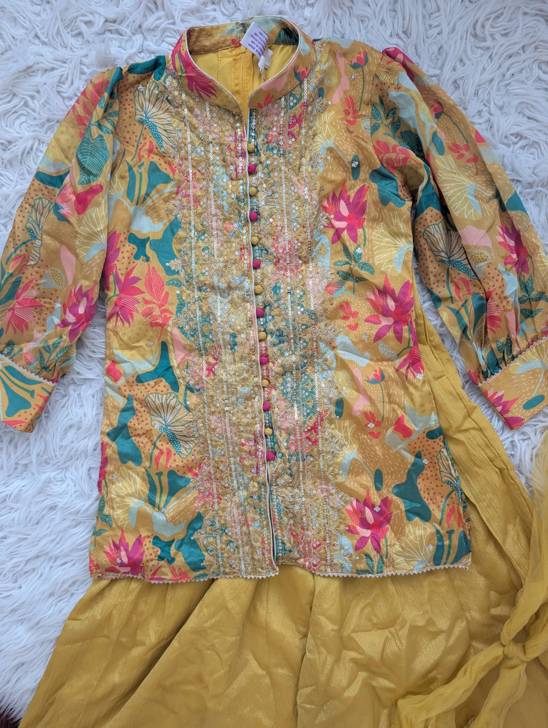 Kids Floral Embroidered Kurta with Palazzo and Dupatta Set - photo 2