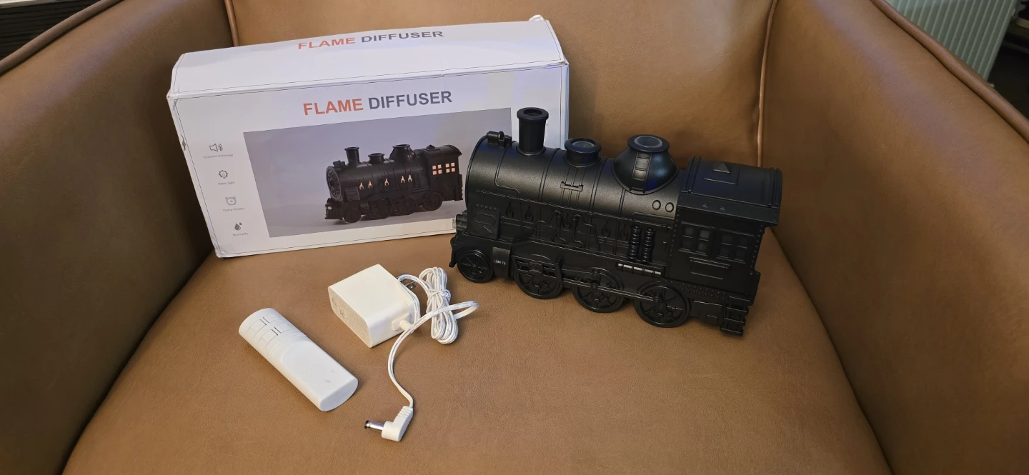 Black Train Shape Flame Diffuser with Lights