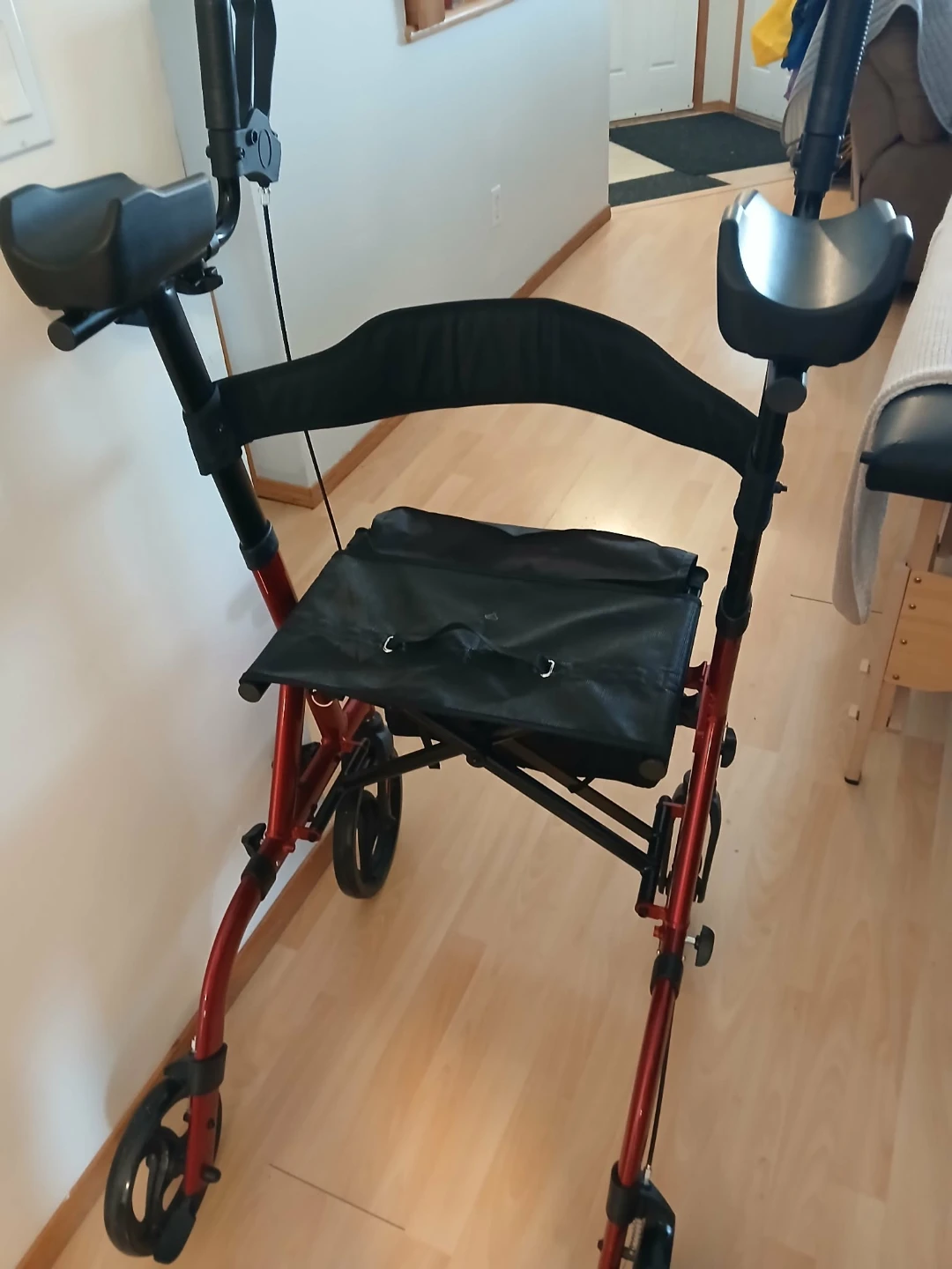 Red Rollator Walker with Seat and Hand Brakes - photo 3