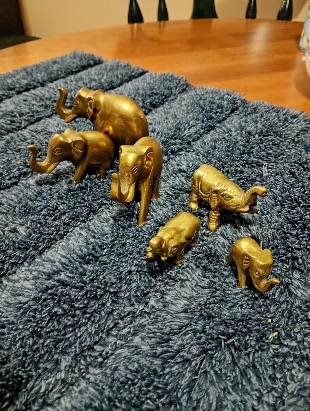 Set of 6 Brass Elephant Figurines