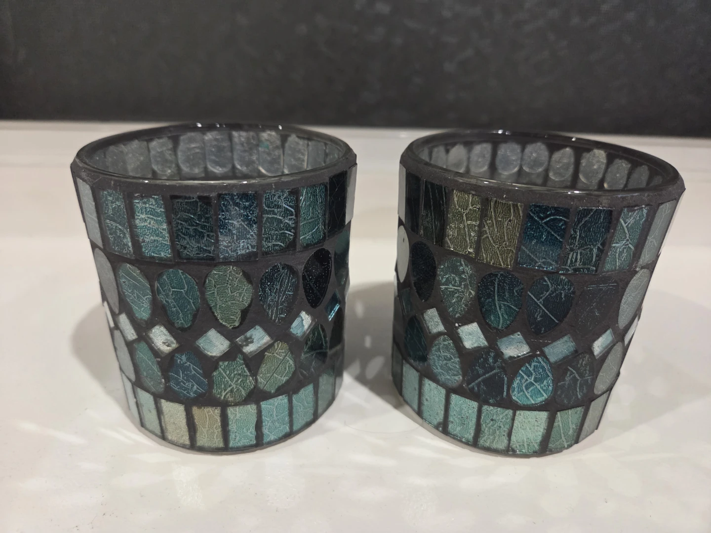 Mosaic Glass Candle Holders (Set of 2)