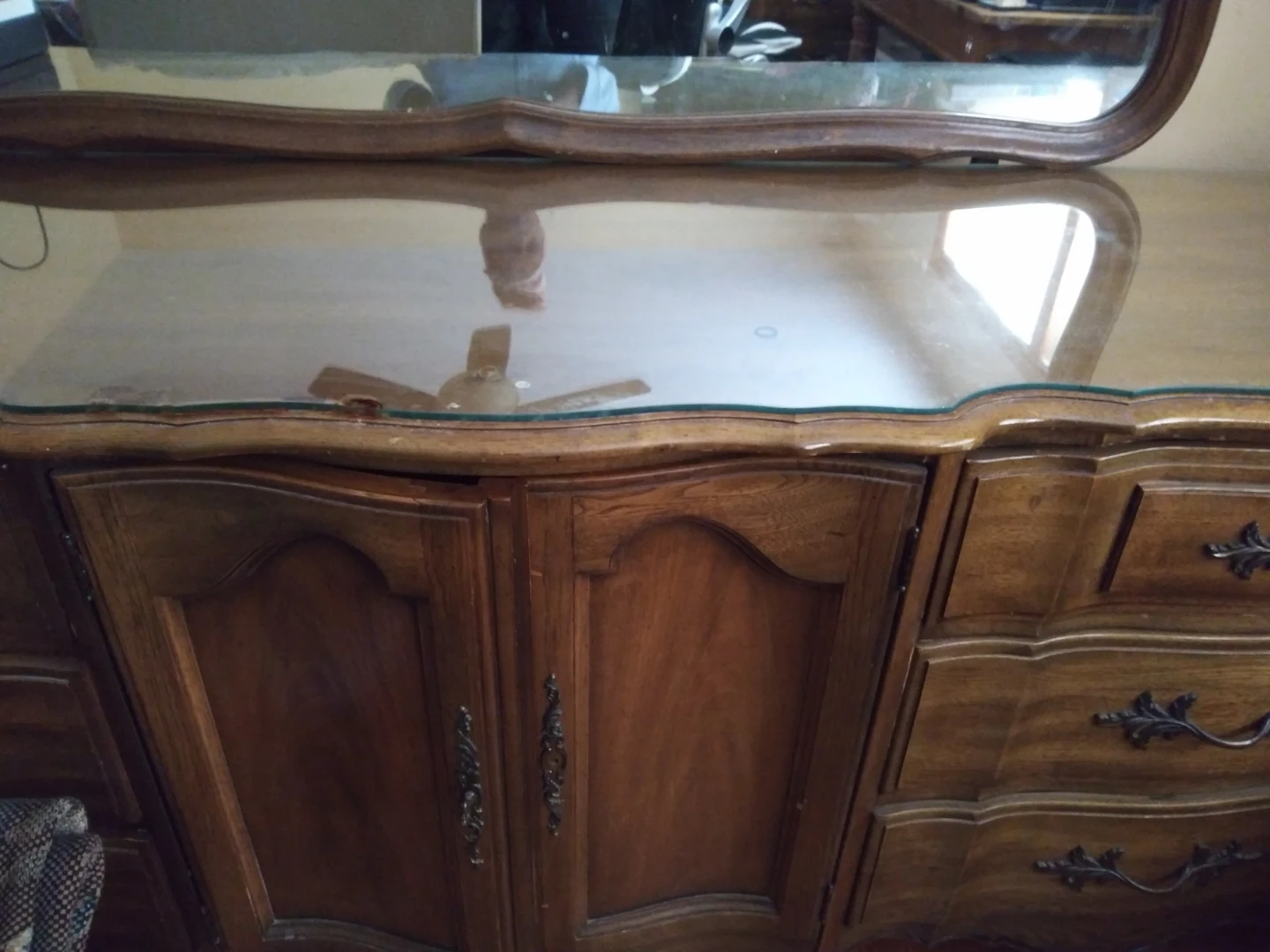 Vintage Wood Dresser with Glass Top - photo 3