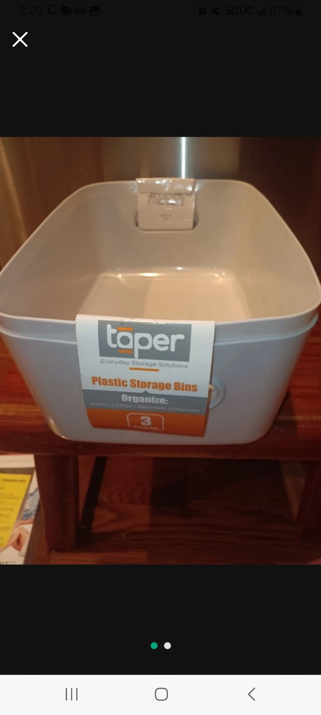 Toper Plastic Storage Bins - Set of 2