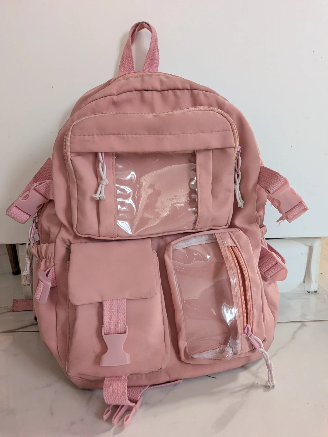 Pink Backpack with Clear Pockets