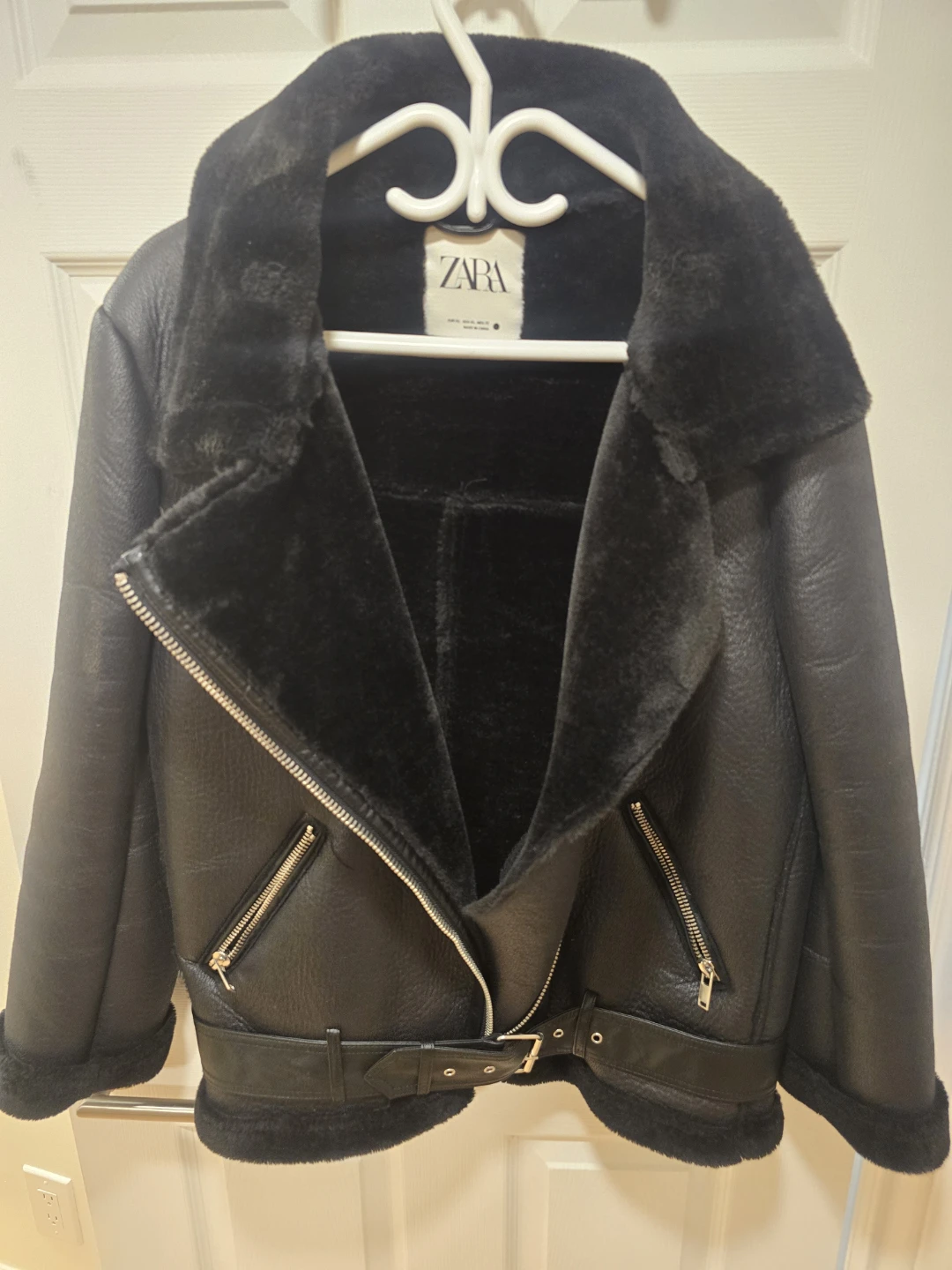 ZARA Black Faux Leather Biker Jacket