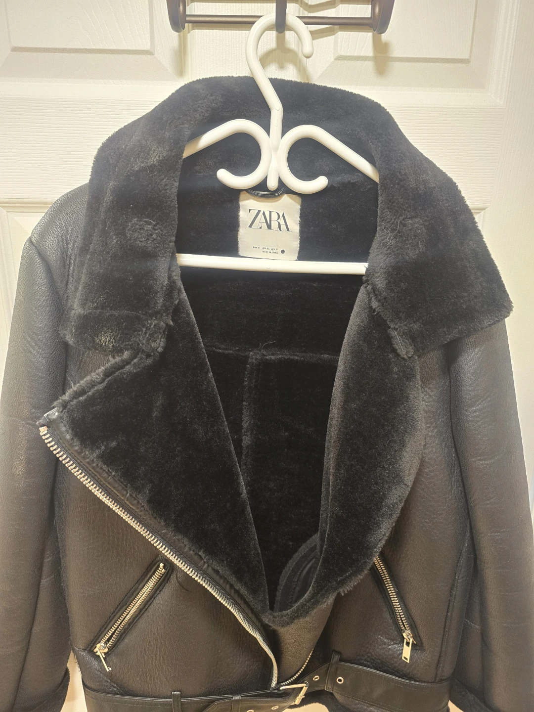 ZARA Black Faux Leather Biker Jacket - photo 2