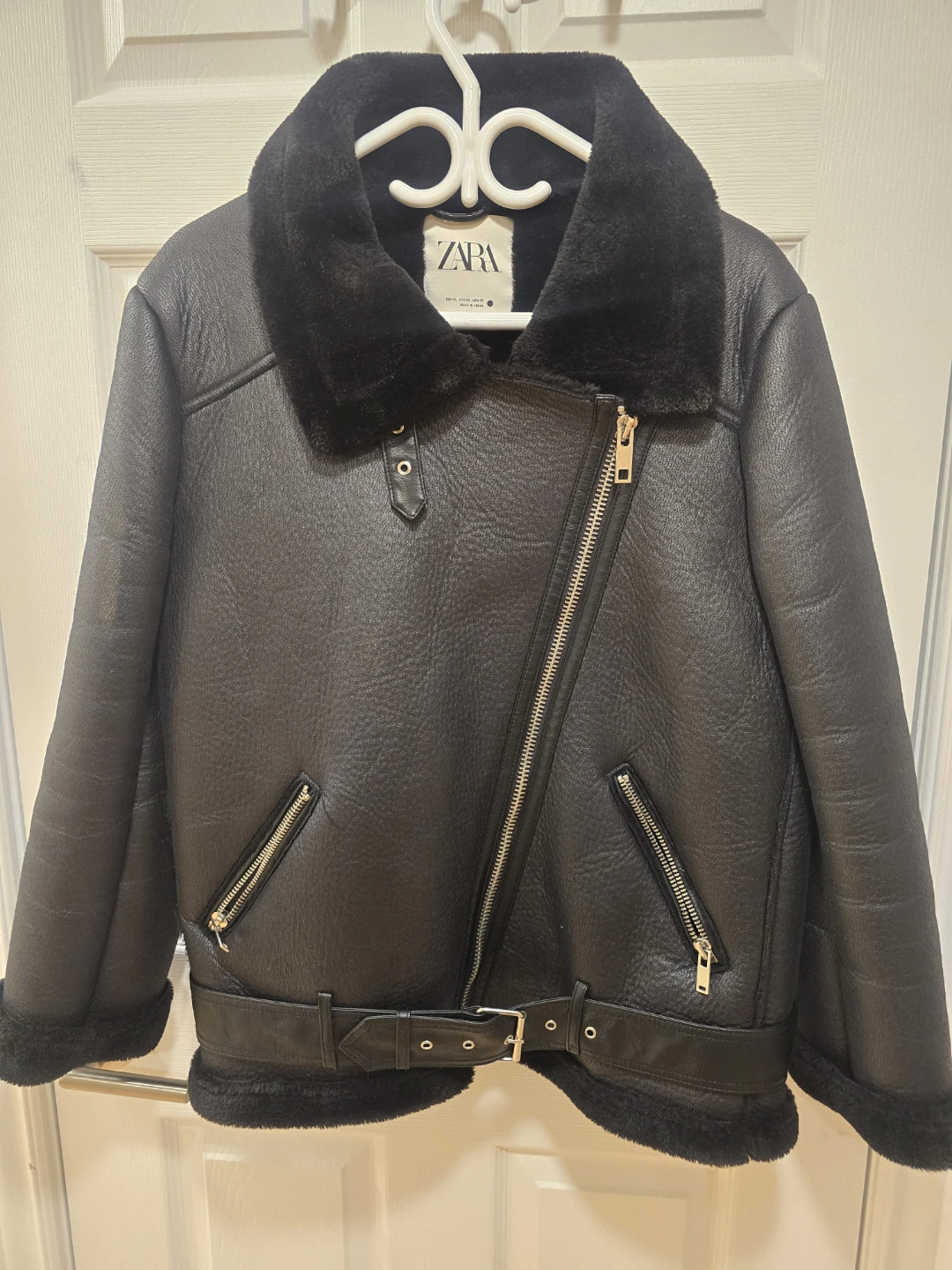 ZARA Black Faux Leather Biker Jacket - photo 4
