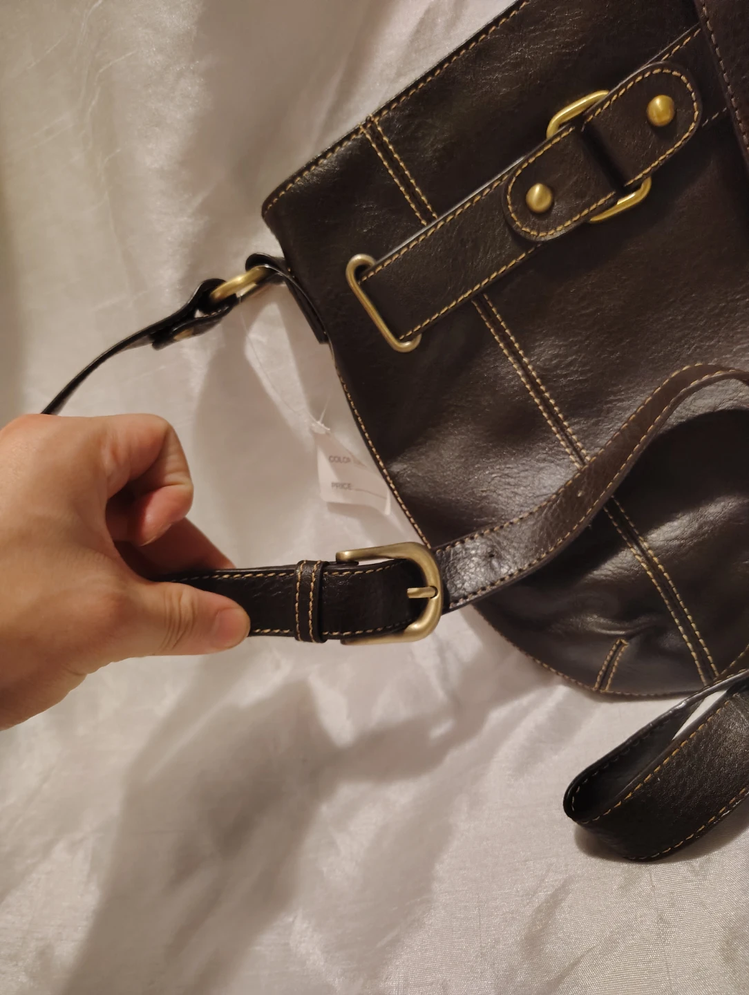 Elegant Brown Faux Leather Shoulder Bag, cross body Unisex - photo 5