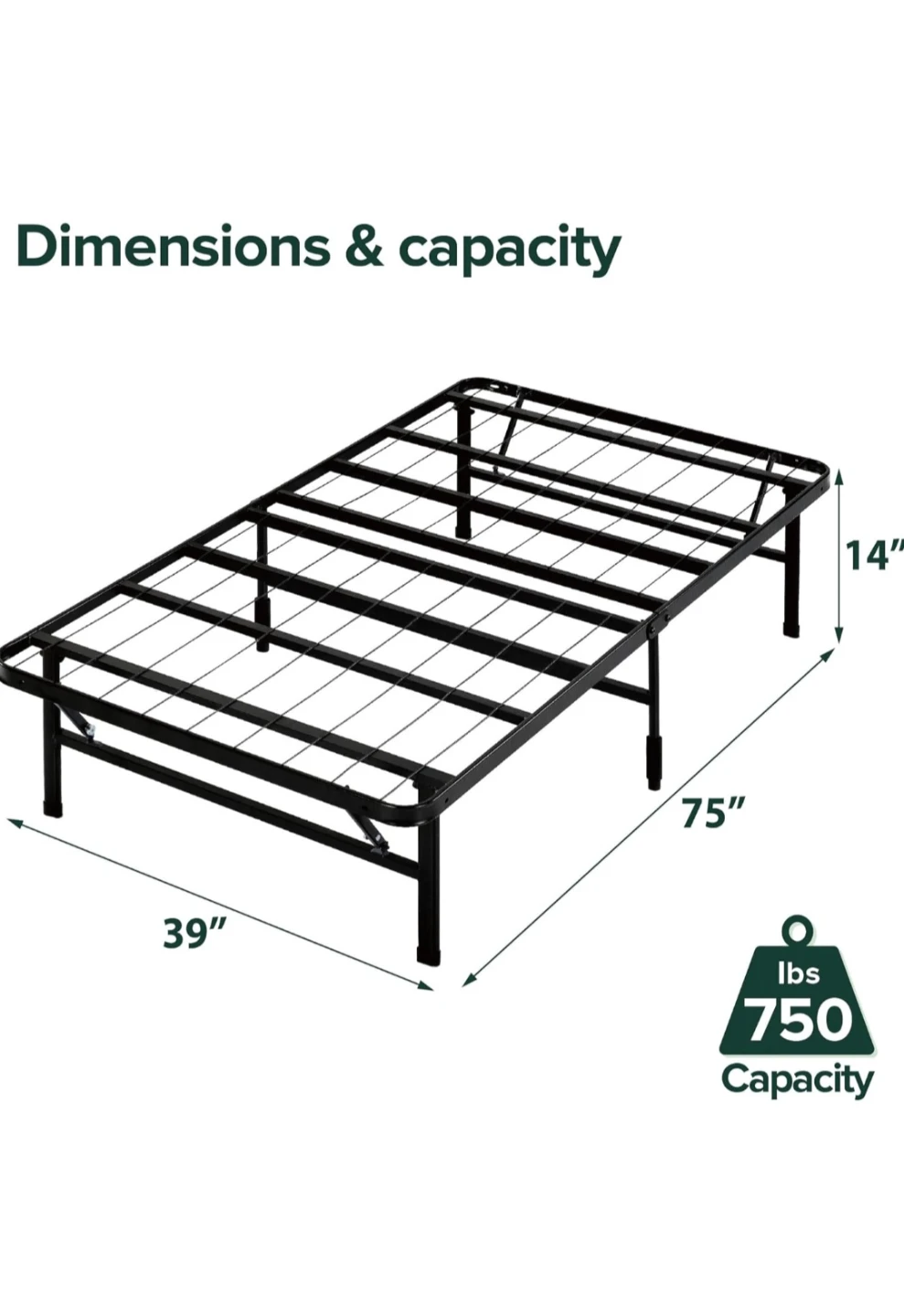 Black Metal Twin Bed Frame - photo 2
