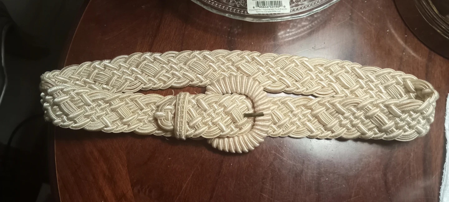 Woven Cream Belt with Round Buckle