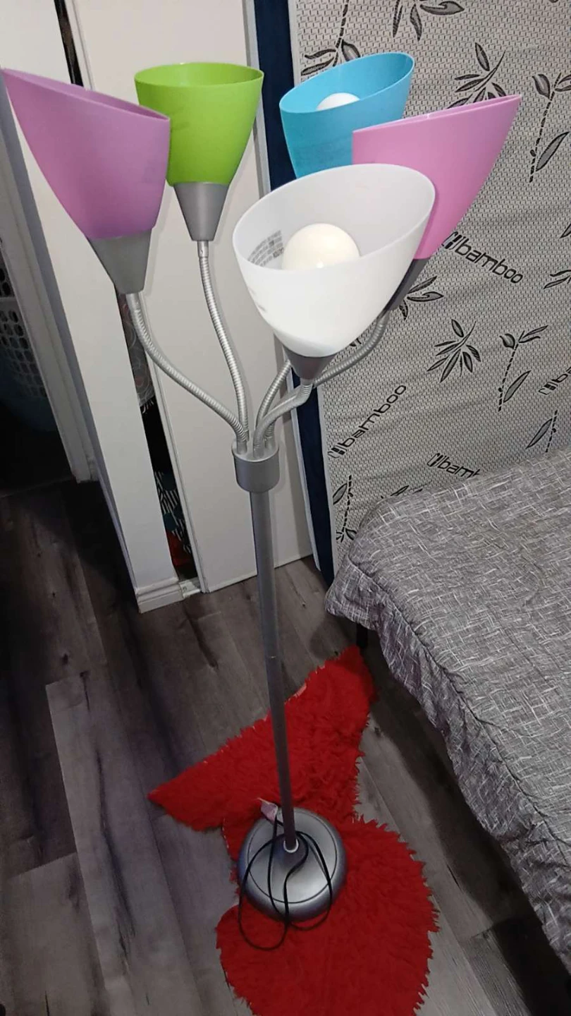 Multi-Head Floor Lamp with Coloured Shades