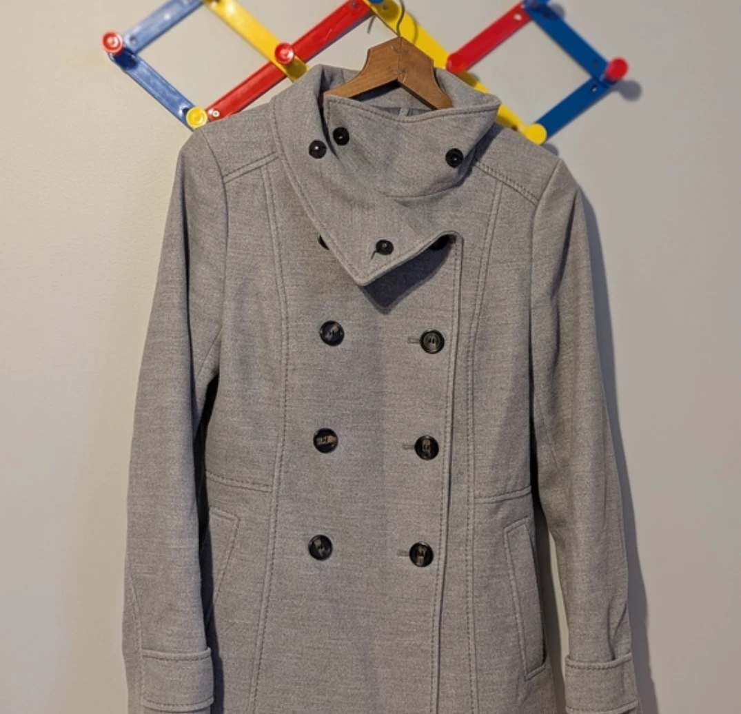 H&M Grey Double-Breasted Pea Coat - photo 3