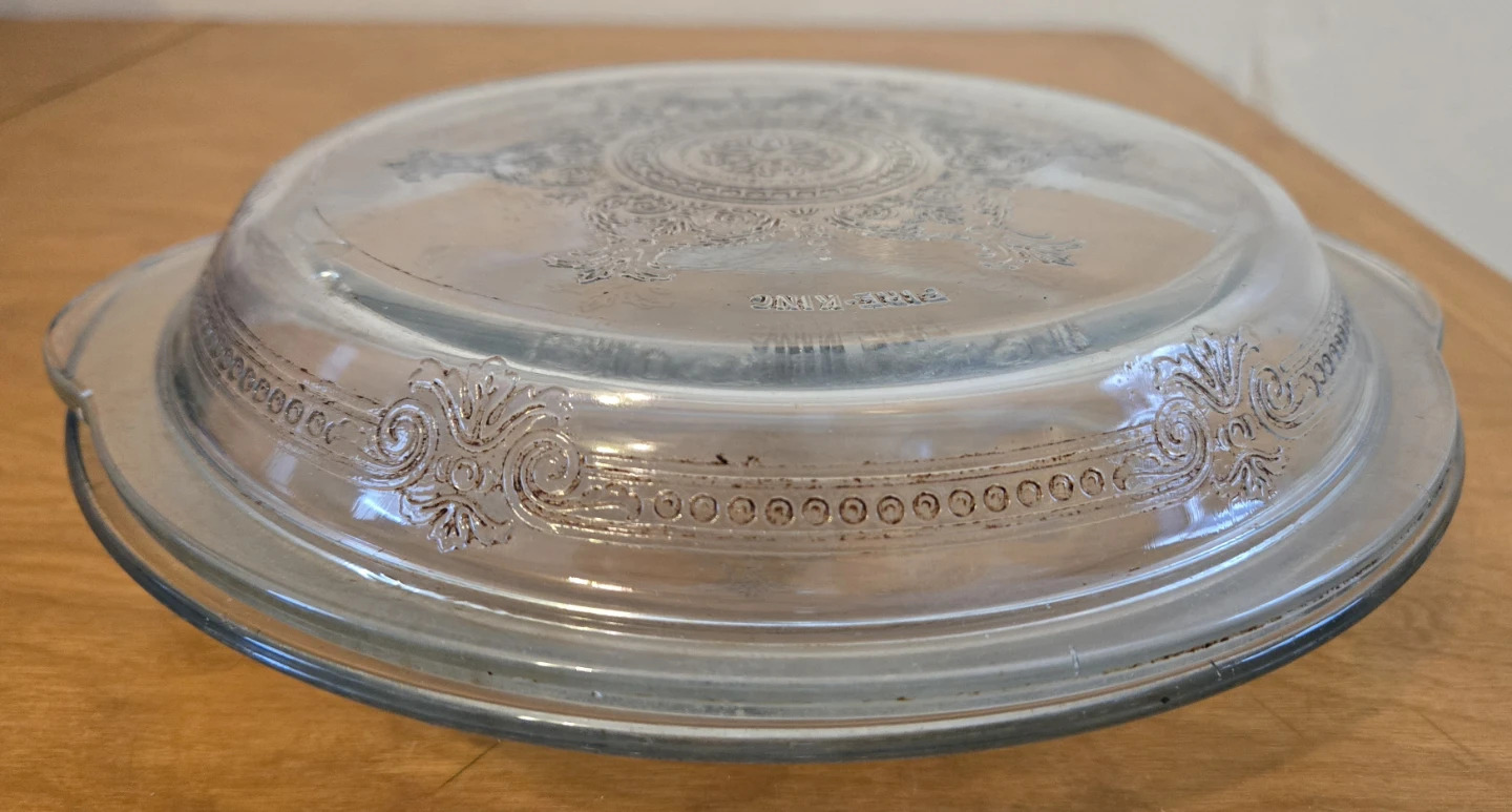 Antique Fire King Glass Pie Plate with Lid