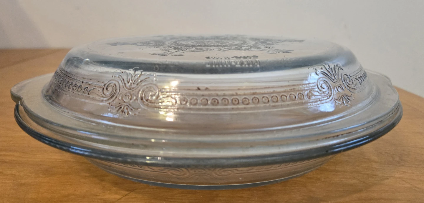 Antique Fire King Glass Pie Plate with Lid - photo 2