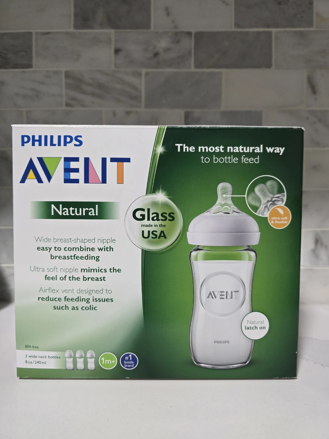 Philips Avent Natural Glass Baby Bottles - 3 pack
