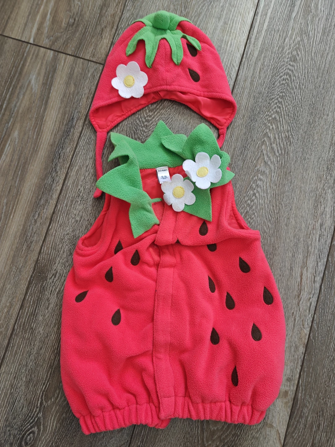 Old Navy Strawberry Costume Hat and Vest 12-24 Months