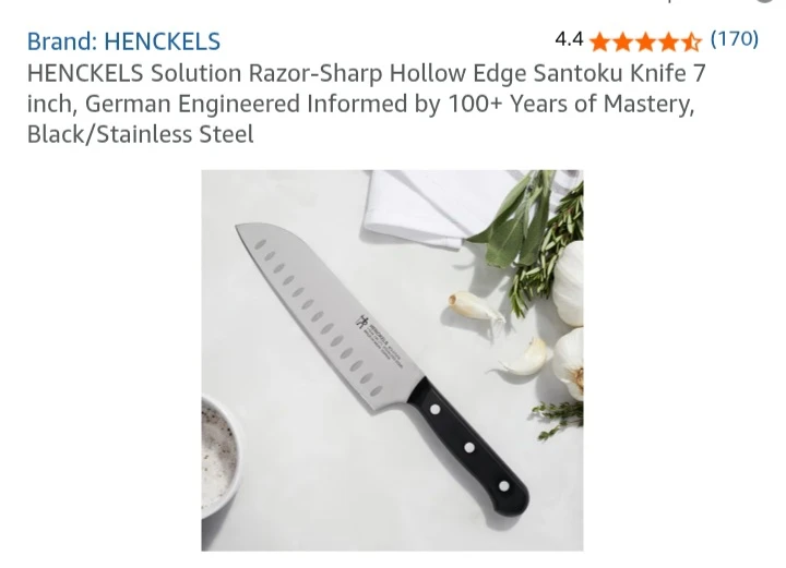 🏆  NEW!   HENCKELS Solution Santoku Knife 7 inch