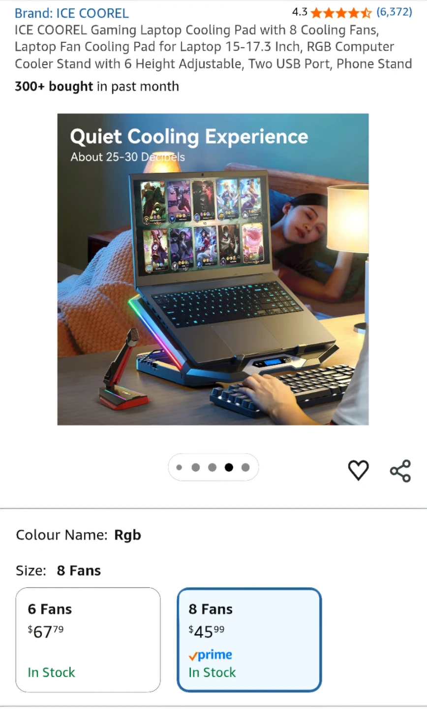 ICE COOREL RGB Laptop Cooling Pad with 8 Fans - photo 5