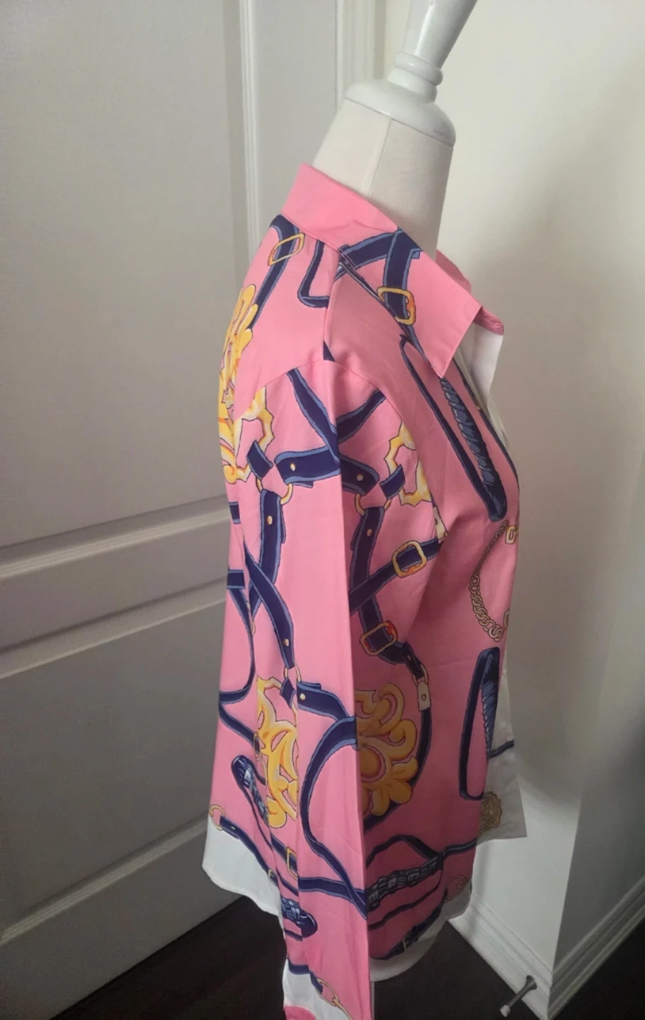Pink Long Sleeve Shirt with Belt Print - photo 4