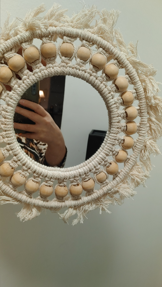 Macrame Wall Mirror with Wooden Beads - photo 2