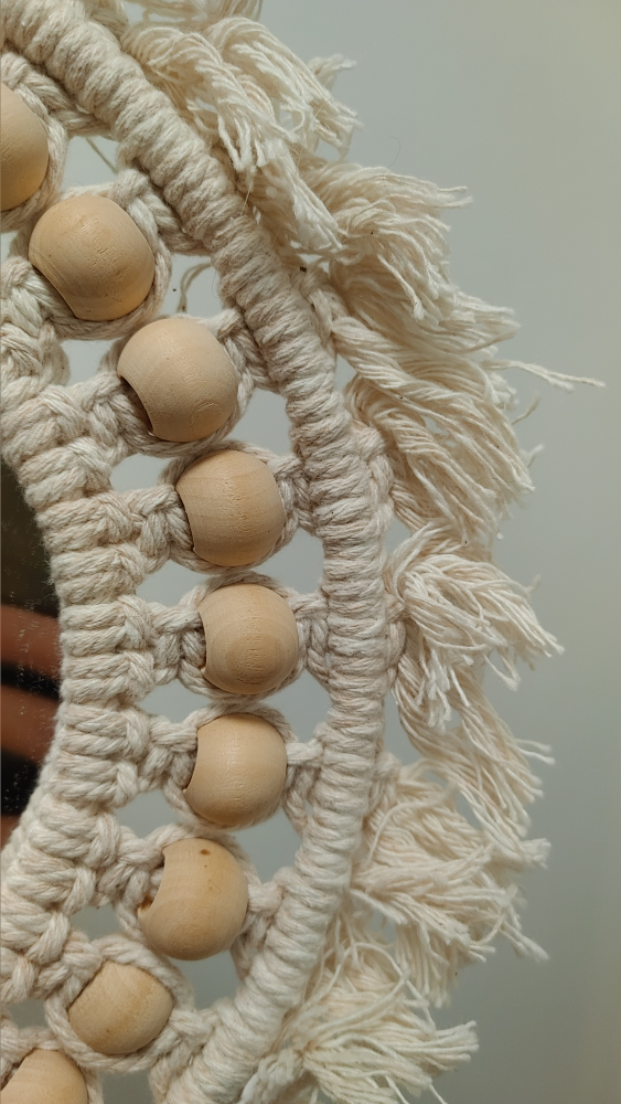 Macrame Wall Mirror with Wooden Beads - photo 4