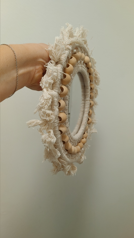 Macrame Wall Mirror with Wooden Beads - photo 5