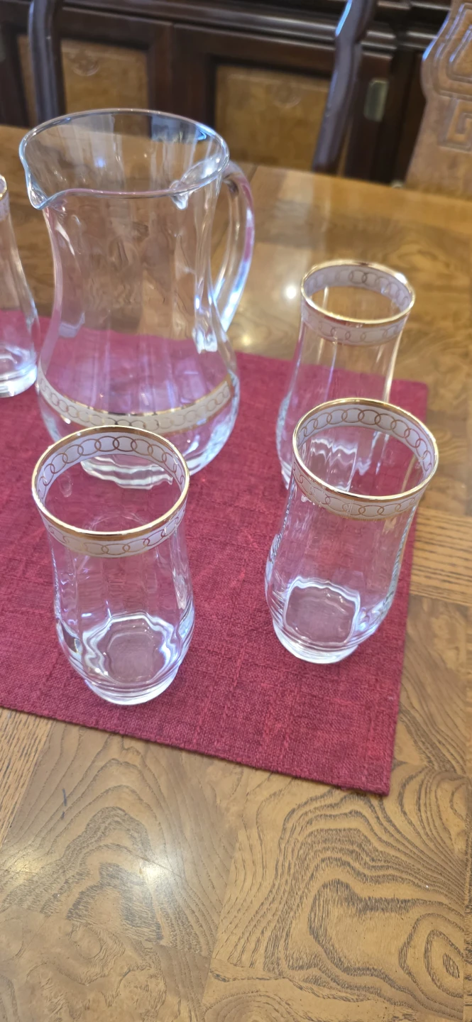Glass Pitcher and Tumbler Set with Gold Rim - photo 5