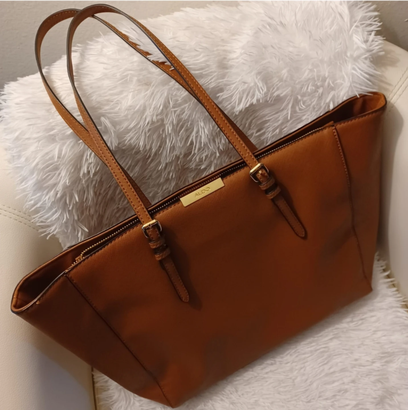 ALDO Tan Faux Leather Tote Bag