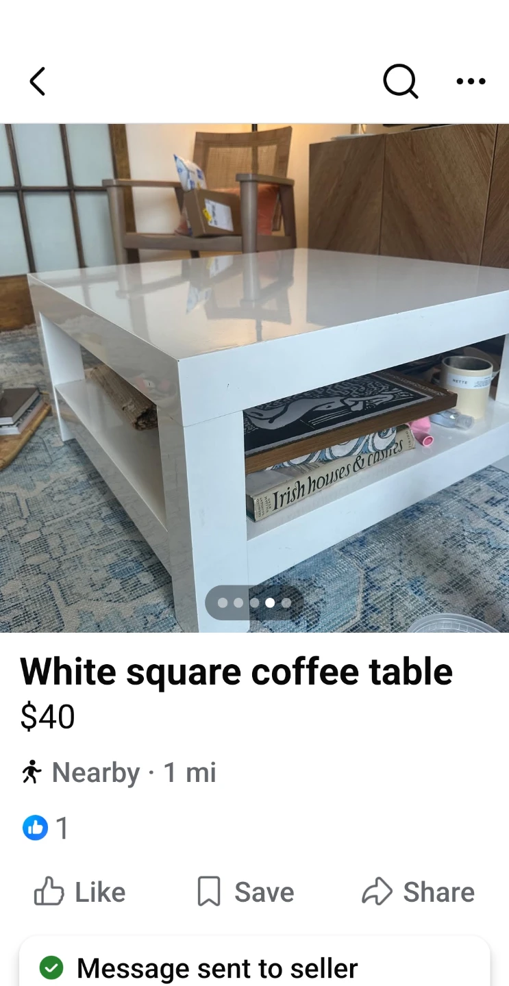 White Square Coffee Table - photo 2