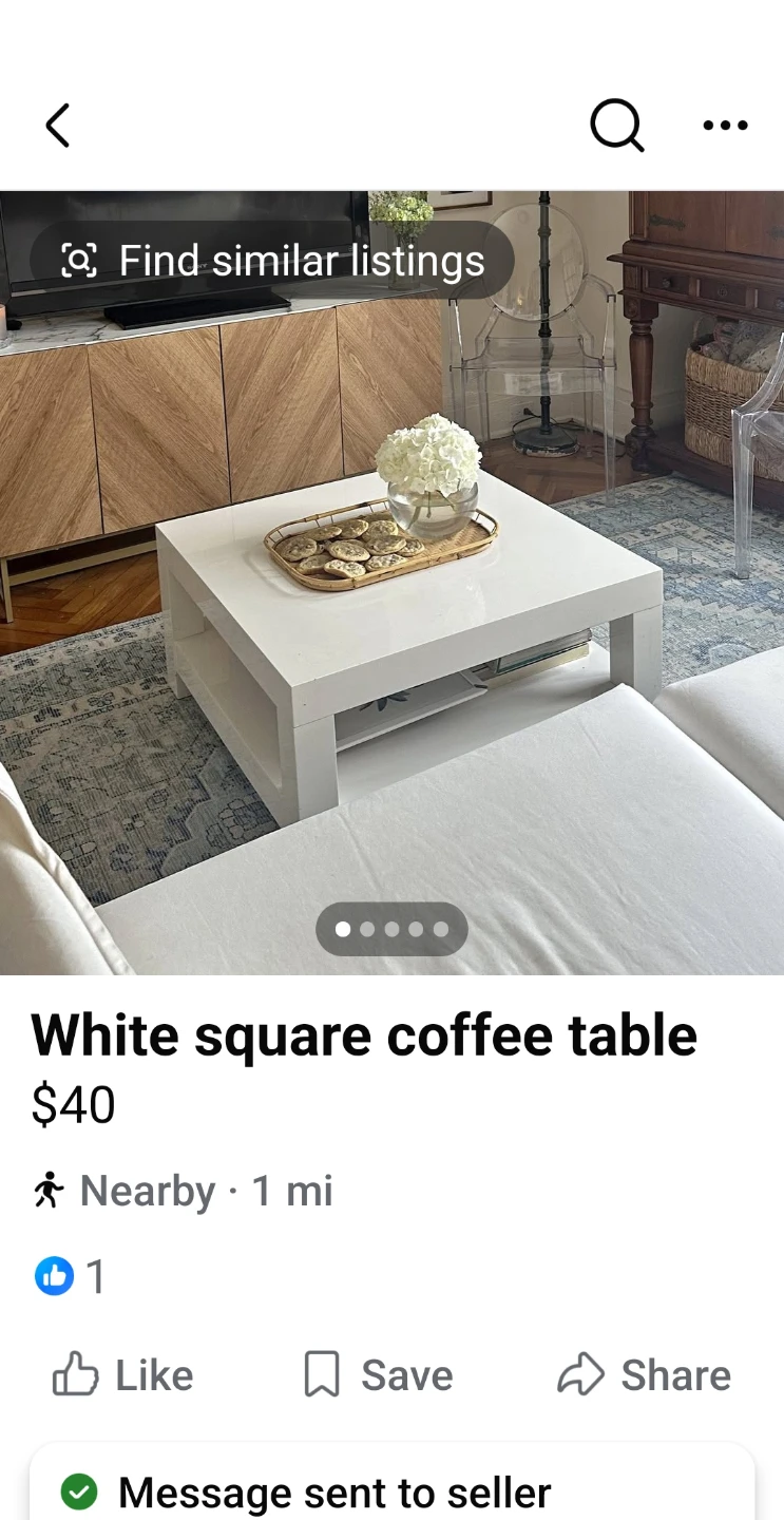 White Square Coffee Table - photo 3