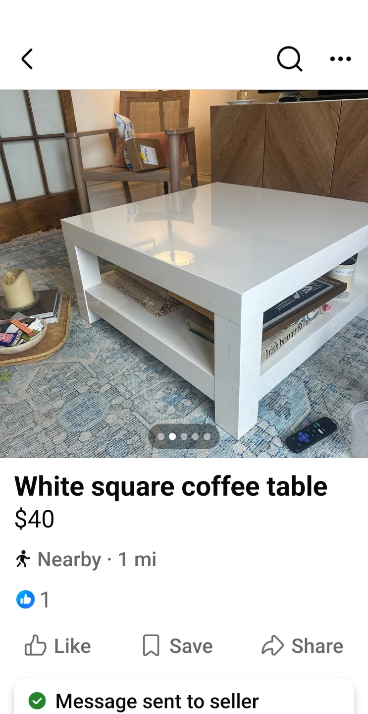 White Square Coffee Table - photo 4