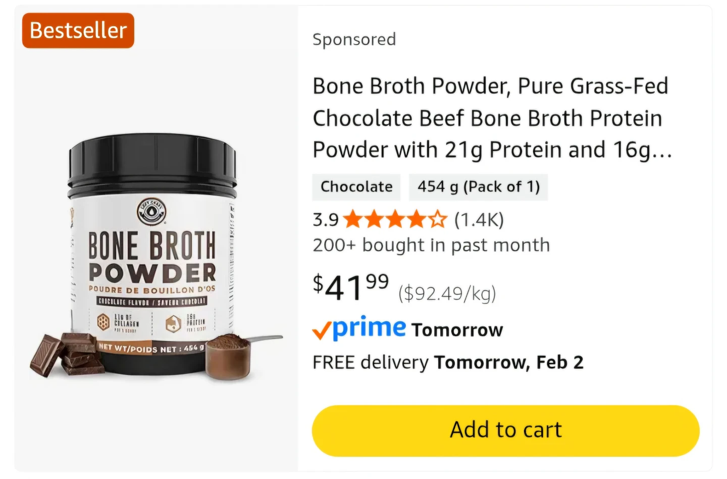 Life Coast Performance Bone Broth Powder - Chocolate