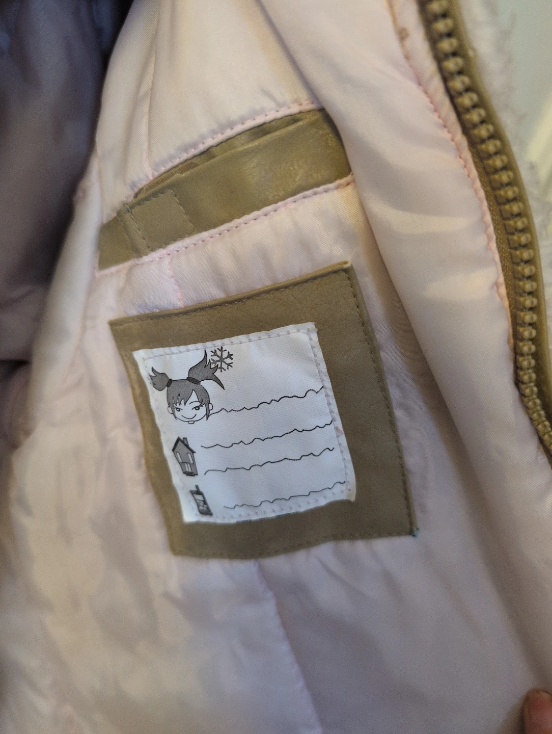 Children's Tan & Pink Faux Suede Sherpa Lined Hooded Jacket - photo 5