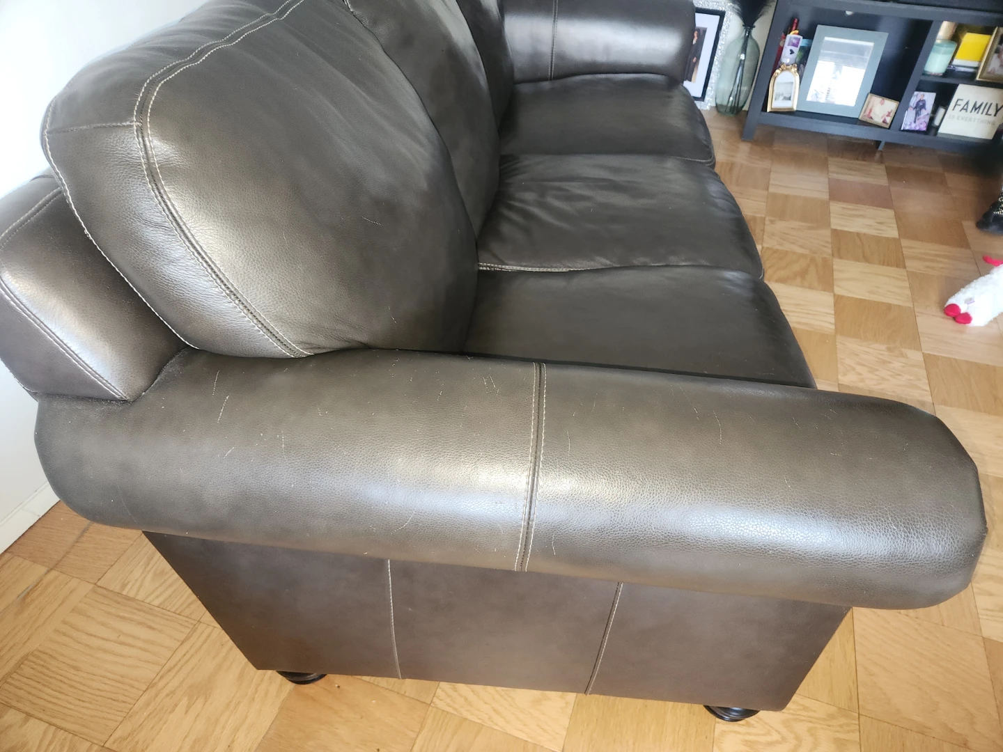 Dark Grey Leather Sofa & Loveseat Set - photo 3