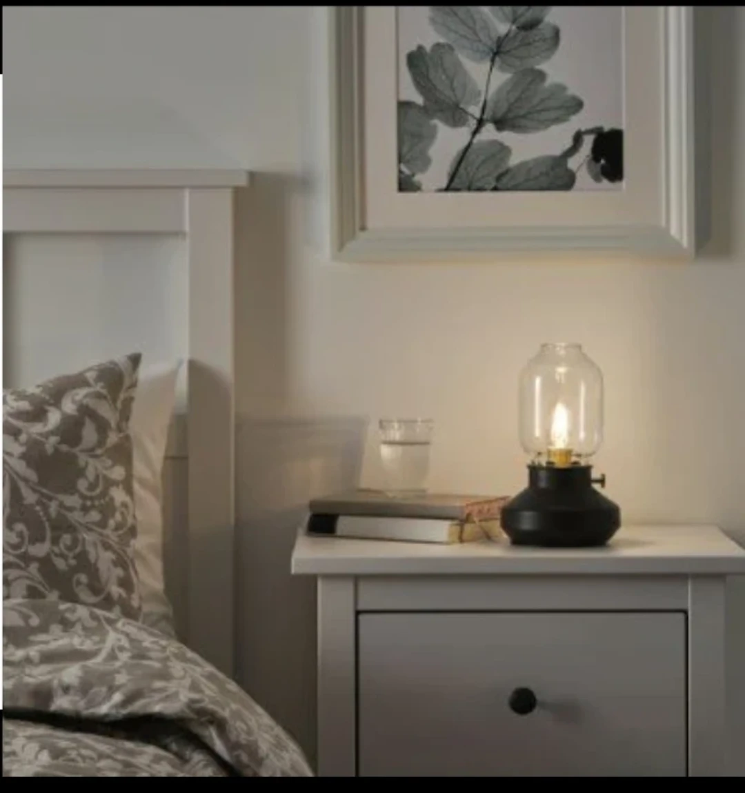 Black Table Lamp with Dimmer and Glass Shade - photo 2